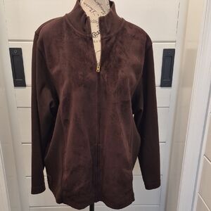 Lauren Suede & Knitted Zip Front Shacket